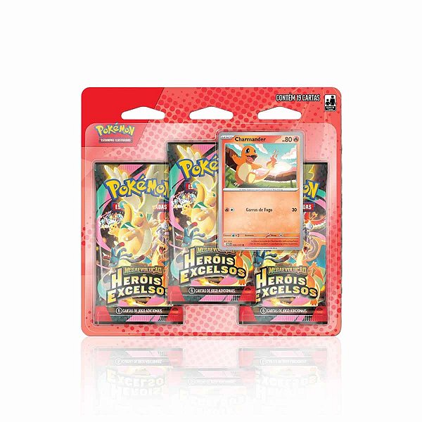 Pokémon triple pack mega evolução heróis excelsos sortidos