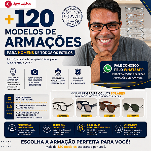 Óculos de Grau e Óculos de Sol para Homens