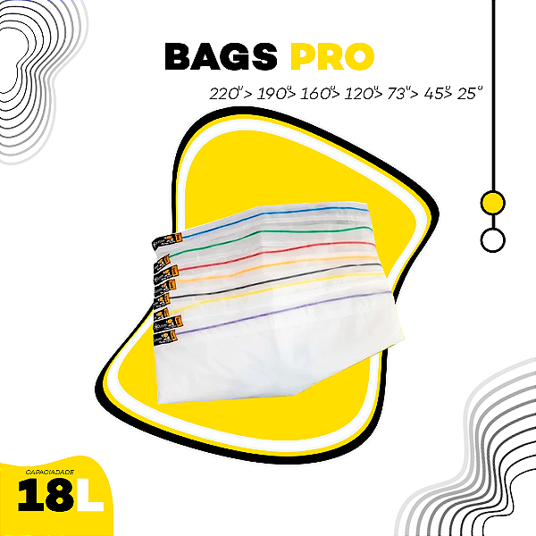 Kit Bags Full Mesh -18L com 8 Bags + Tela de secagem