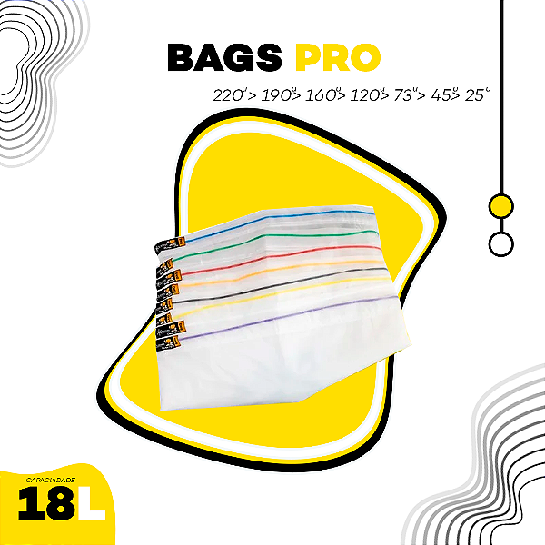 Kit c/ 8 Bags PRO (18L) + Tela de Secagem