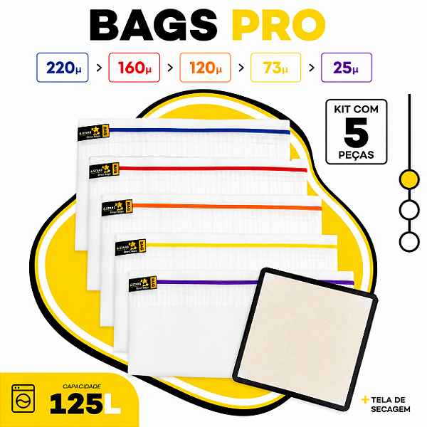 Kit Bags Full Mesh - 125L com 5 Bags + Tela de secagem