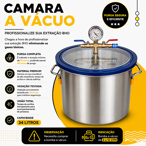 Câmara de Vácuo 34 Litros