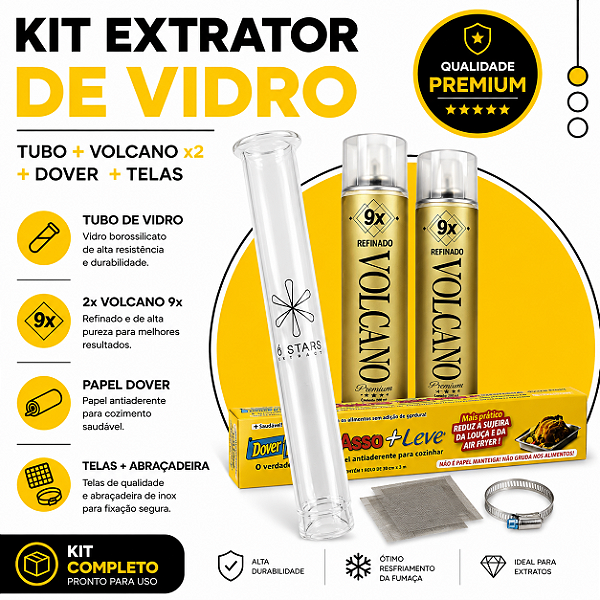 Kit Bho Tubo de Vidro 30g + Volcano + Dover