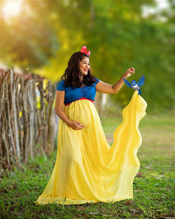 VESTIDO BRANCA DE NEVE COM SAIA SOBREPOSTA