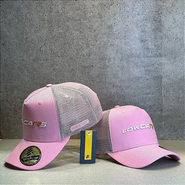 BONÉ LOWCARS ROSA ABA CURVA TELINHA ROSA