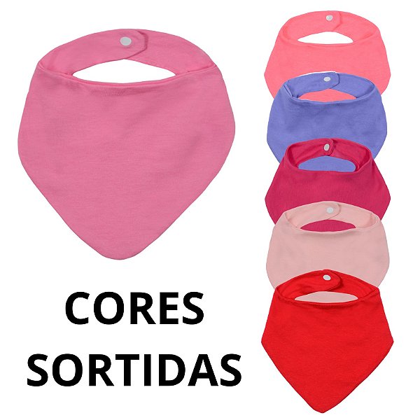 Kit com 5 Babadores Bandanas de Algodão para Bebê Menina ou Menino