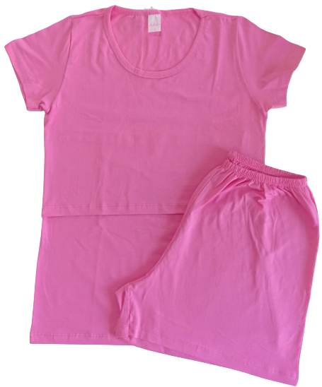 PIJAMA FEMININO COM CAMISA DE MANGA CURTA COM ABERTURA PARA AMAMENTAÇÃO E SHORTS - ROSA