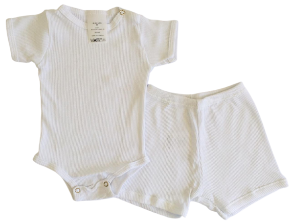 CONJUNTO DE PIJAMA INFANTIL COM BODY DE MANGA CURTA E SHORTS UNISSEX - BRANCO