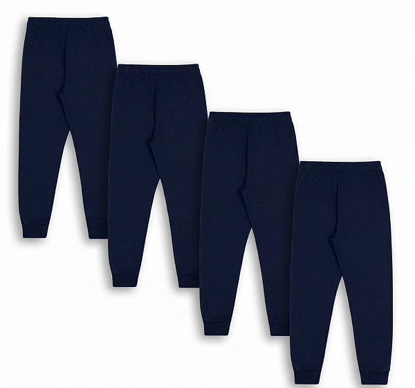 KIT COM 4 CALÇAS DE MOLETOM COM PUNHO INFANTIL E UNISSEX - 1 AO 16 ANOS - 4 AZUL MARINHO