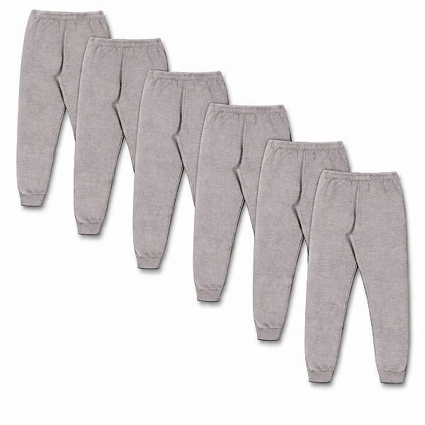 KIT COM 6 CALÇAS DE MOLETOM COM PUNHO INFANTIL E UNISSEX - 1 AO 16 ANOS - 6 MESCLAS