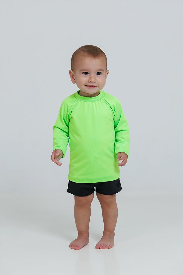 BLUSA INFANTIL COM PROTEÇÃO SOLAR UV50 MODA PRAIA - VERDE NEON