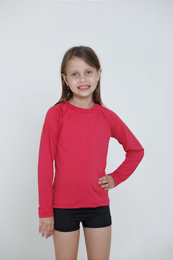 BLUSA INFANTIL COM PROTEÇÃO SOLAR UV50 MODA PRAIA - ROSA PINK