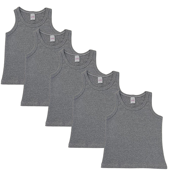 KIT DE 5 BLUSAS REGATAS DE RIBANA INFANTIL - 5 MESCLAS