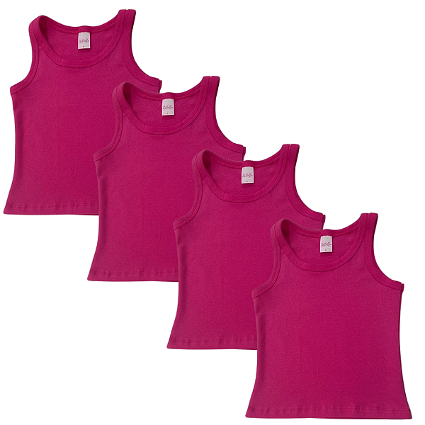 KIT DE 4 BLUSAS REGATAS DE RIBANA INFANTIL - 4 PINK