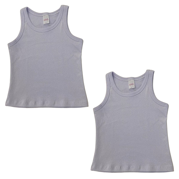 KIT DE 2 BLUSAS REGATAS DE RIBANA INFANTIL - 2 BRANCAS