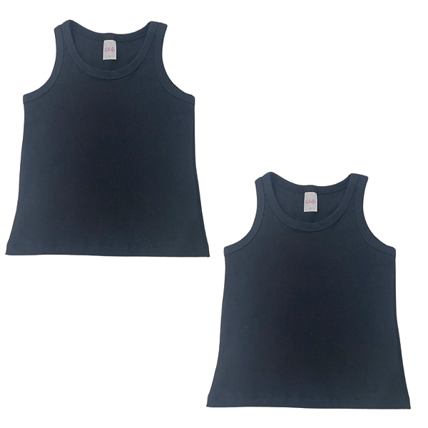 KIT DE 2 BLUSAS REGATAS DE RIBANA INFANTIL - 2 PRETAS