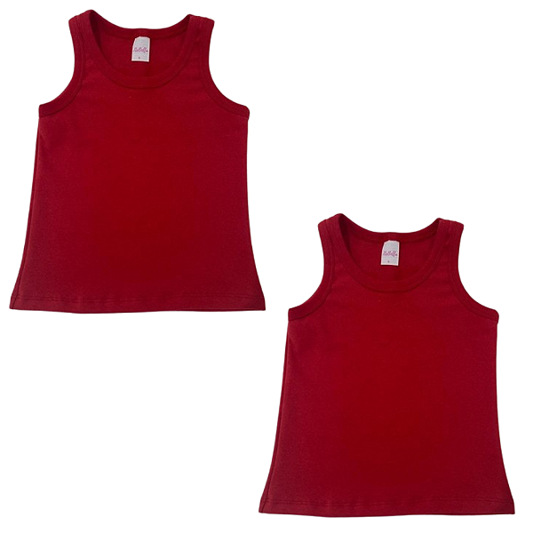 KIT DE 2 BLUSAS REGATAS DE RIBANA INFANTIL - 2 VERMELHAS