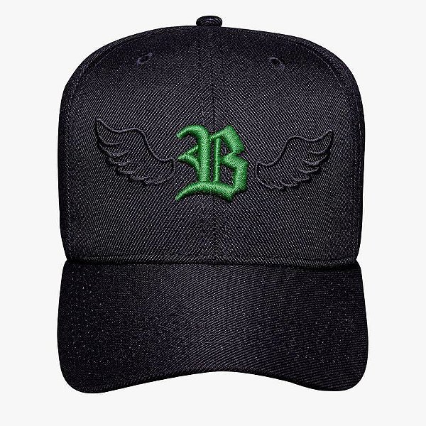 Boné Snapback Preto Logo B Verde Bandeira Contour Wings