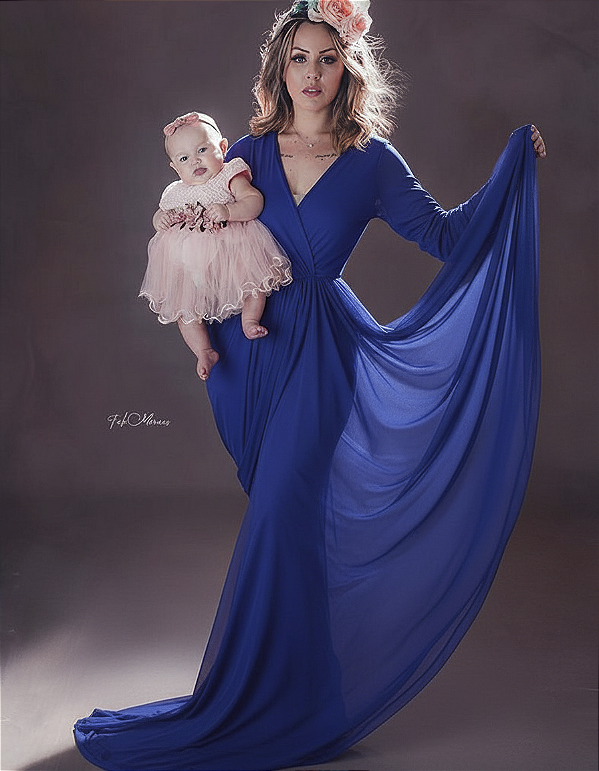 Vestido para ensaio de gestante em Tule Flex