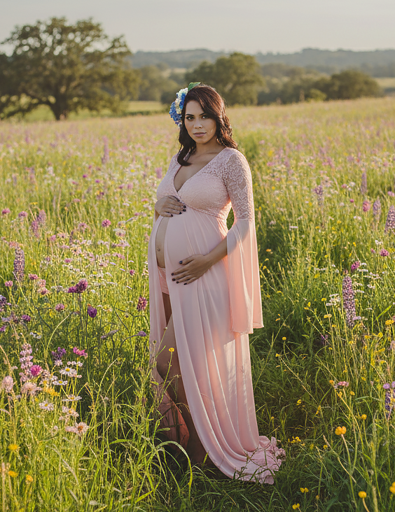 Vestido para ensaio gestante tulipa 3 peças