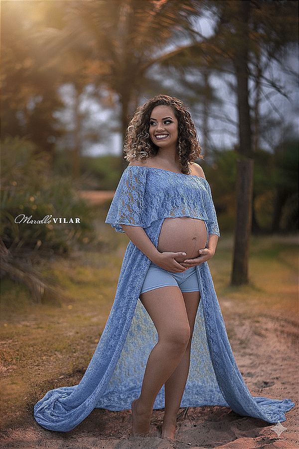 Vestido para gestante ciganinha em renda ref. ma06