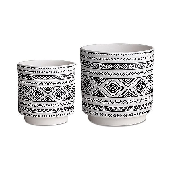 Kit Cachepot Preto Branco em cerâmica - Mart Collection