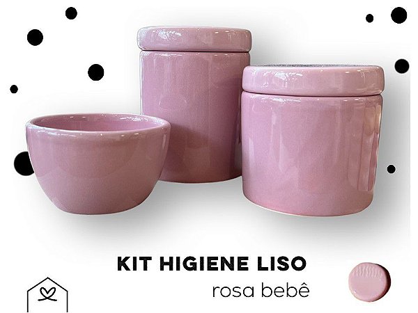 Kit Higiene 3 peças LISO - Rosa Bebe