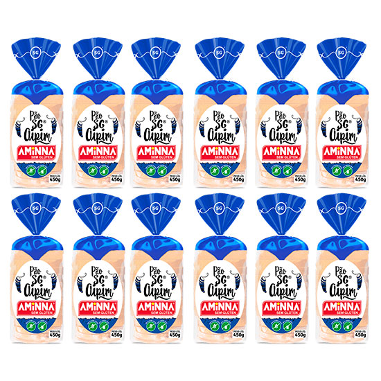 Kit com 12 Pães Aminna sem Glúten Aipim, 450g - ID: 233
