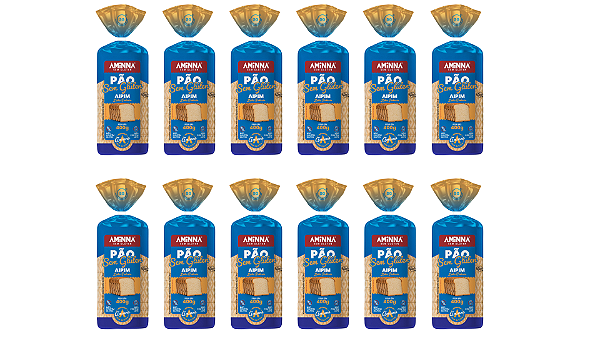 Kit com 12 Pães Aminna sem Glúten Aipim, 400g - ID: 233