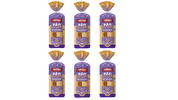 Kit com 6 Pães Aminna sem Glúten, sem Açúcar, Batata Doce, 400g - ID: 154
