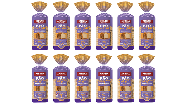 Kit com 12 Pães Aminna sem Glúten, sem Açúcar, Batata Doce, 400g - ID: 154