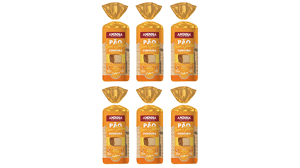 Kit com 6 Pães Aminna sem Glúten, sem Açúcar, Cenoura, 400g - ID: 155