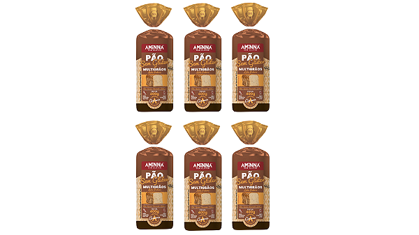 Kit com 6 Pães Aminna sem Glúten Multigrãos, 400g - ID: 174