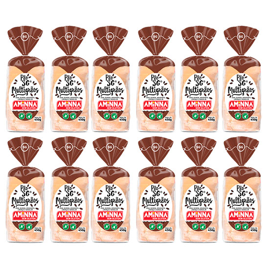 Kit com 12 Pães Aminna sem Glúten Multigrãos, 450g - ID: 174