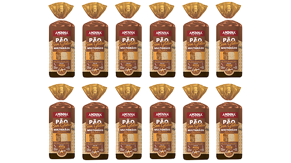 Kit com 12 Pães Aminna sem Glúten Multigrãos, 400g - ID: 174