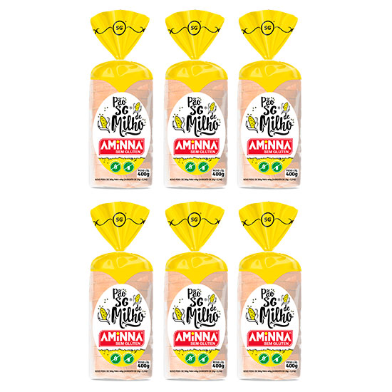 Kit com 6 Pães Aminna sem Glúten Milho, 400g - ID: 153