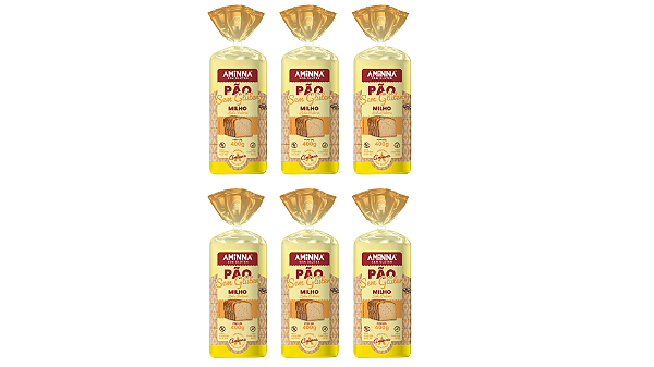 Kit com 6 Pães Aminna sem Glúten Milho, 400g - ID: 153