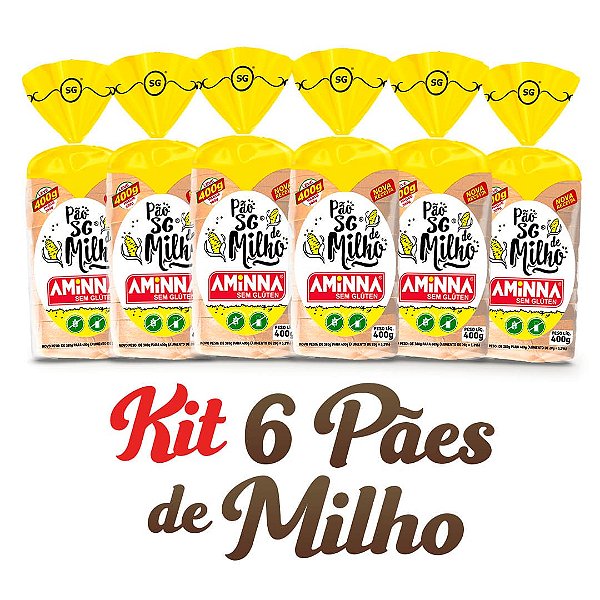 Kit com 6 Pães Aminna sem Glúten Milho, 400g - ID: 153