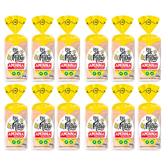 Kit com 12 Pães Aminna sem Glúten Milho, 400g - ID: 153