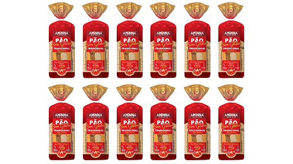 Kit com 12 Pães sem Glúten Aminna Sem Açúcar Tradicional 400g ID: 175