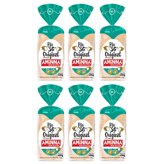 Kit com 6 Pães Aminna sem Glúten Original, 400g - ID: 184