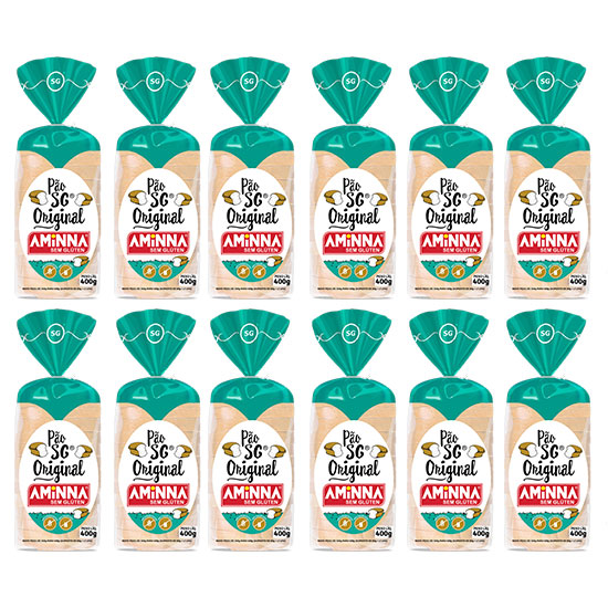 Kit com 12 Pães Aminna sem Glúten Original, 400g - ID: 184