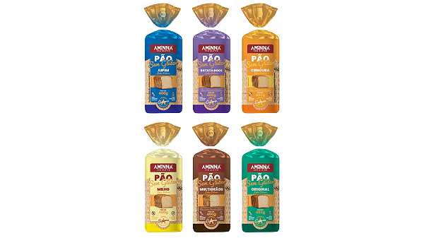 Kit Degustação com 6 Pães sem Glúten Aminna Sabores Diversos