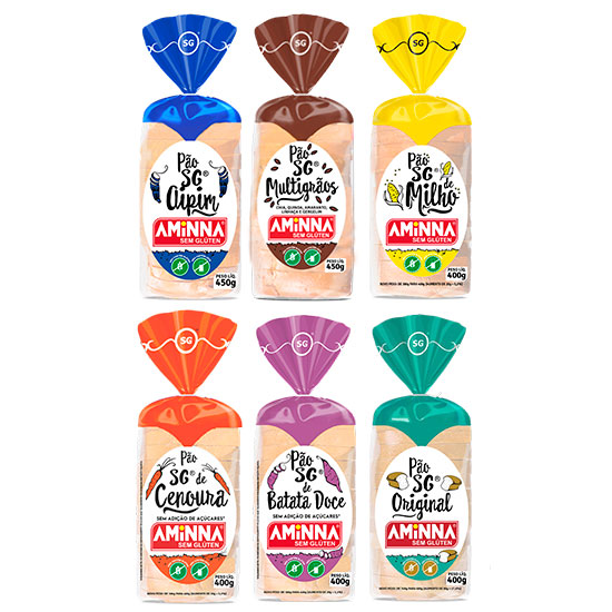 Kit Degustação com 6 Pães sem Glúten Aminna Sabores Diversos