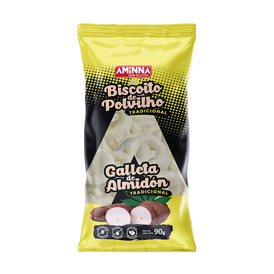 Biscoito de Polvilho Sem Glúten Vegano, Tradicional Aminna, 90g - ID: 226