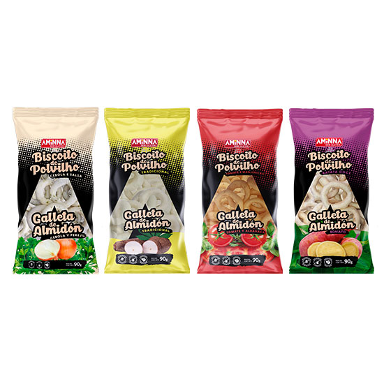 Kit Degustação 4 Biscoitos de Polvilho SG® Sem Glúten Aminna, 90g