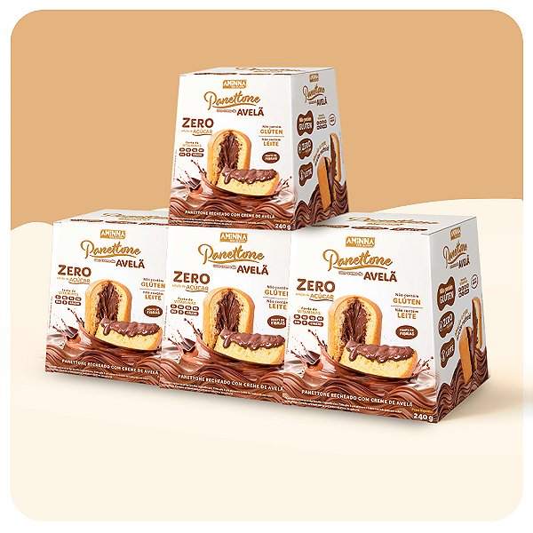 Combo Panettones Sem Glúten e Sem Açúcar com Recheio Creme de Avelã Aminna 240g ID: 254