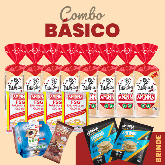 Kit Combo Básico com BRINDE Aminnna Sem Gluten e Sem Leite