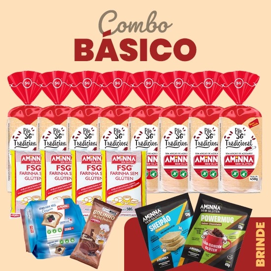 Kit Combo Básico com BRINDE Aminnna Sem Gluten e Sem Leite