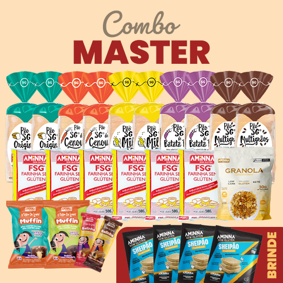 Kit Combo Master com BRINDE Aminna Sem Gluten e Sem Leite
